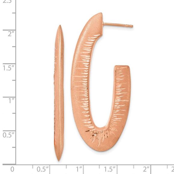 Rose Gold Tone Plated Silver Knife Edge D/C J-Hoop Earrings, 52mm - Picture 3 of 4